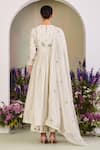 Shop_Sue Mue_Green Chanderi, Silk Embroidery, Zari Round Neck Floral Anarkali Set _at_Aza_Fashions