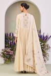 Shop_Sue Mue_Yellow Chanderi, Silk Sequins, Beads Round Neck Light Embroidered Anarkali Set _at_Aza_Fashions