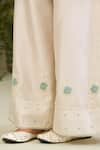 Sue Mue_Green Handloom Cotton, Chanderi , Chanderi, Handwoven Kurta Set _Online_at_Aza_Fashions