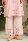 Shop_Sue Mue_Pink Handloom Cotton, Silk Embroidery High Neck Floral Kurta Set _Online_at_Aza_Fashions