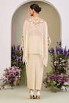 Shop_Sue Mue_Yellow Chanderi, Cotton Embroidery, Zari V-neck Light Kaftan Set _at_Aza_Fashions