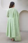 Shop_ASRUMO_Green Chanderi Embroidery Round Neck Pista Anarkali Set _at_Aza_Fashions