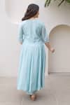 Shop_ASRUMO_Blue Chanderi Embroidery Round Neck Powder Anarkali Set _at_Aza_Fashions