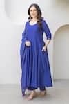 ASRUMO_Blue Chanderi Embroidery Round Neck Royal Anarkali Set _Online_at_Aza_Fashions