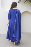 Shop_ASRUMO_Blue Chanderi Embroidery Round Neck Royal Anarkali Set _at_Aza_Fashions