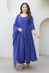 Shop_ASRUMO_Blue Chanderi Embroidery Round Neck Royal Anarkali Set _Online_at_Aza_Fashions