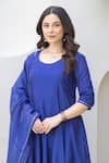 ASRUMO_Blue Chanderi Embroidery Round Neck Royal Anarkali Set _at_Aza_Fashions