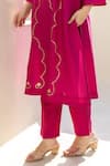 ASRUMO_Magenta Chanderi Sequins V-neck Rani Bagh Embroidered Co-ord Set _Online_at_Aza_Fashions