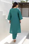 Shop_ASRUMO_Green Chanderi Embroidery Split V-neck Teal Noor Co-ord Set _at_Aza_Fashions