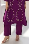 ASRUMO_Purple Chanderi Embroidery V-neck Royal Plum Co-ord Set _Online_at_Aza_Fashions