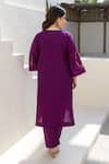 Shop_ASRUMO_Purple Chanderi Embroidery V-neck Royal Plum Co-ord Set _at_Aza_Fashions