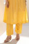 ASRUMO_Mustard Chanderi Embroidery V-neck Marigold Glow Co-ord Set _Online_at_Aza_Fashions