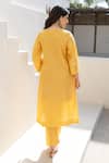 Shop_ASRUMO_Mustard Chanderi Embroidery V-neck Marigold Glow Co-ord Set _at_Aza_Fashions