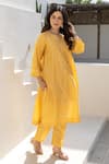 Buy_ASRUMO_Mustard Chanderi Embroidery V-neck Marigold Glow Co-ord Set 