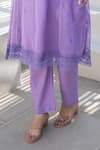 Shop_ASRUMO_Mauve Denim Embroidery V-neck Lavender Breeze Kurta Set _Online_at_Aza_Fashions