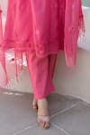 ASRUMO_Pink Embroidery V-neck Gulnaar Doriya Kurta Set _Online_at_Aza_Fashions