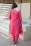 Shop_ASRUMO_Pink Embroidery V-neck Gulnaar Doriya Kurta Set _at_Aza_Fashions