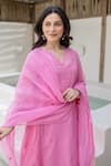 Buy_ASRUMO_Pink Embroidery V-neck Gulaab Doriya Kurta Set 