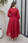 Shop_ASRUMO_Maroon Cotton Embroidery Round Neck Mulberry Anarkali Set _at_Aza_Fashions
