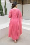 Shop_ASRUMO_Pink Cotton Mirrors Round Neck Neon Mulmul Anarkali Set _at_Aza_Fashions