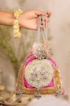 Buy_5elements_Pink Embroidery, Zari Designer Potli Bag _at_Aza_Fashions
