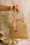5elements_Gold Beads, Sequins Designer Brocade Potli Bag _at_Aza_Fashions