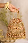 Buy_5elements_Gold Beads, Sequins Designer Brocade Potli Bag _at_Aza_Fashions
