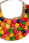 Buy_5elements_Multi Color Pom-poms, Fabric Flowers Designer Handbag _Online_at_Aza_Fashions