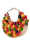 Shop_5elements_Multi Color Pom-poms, Fabric Flowers Designer Handbag _Online_at_Aza_Fashions