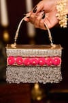 Buy_5elements_Gold Pom-poms, Fringe Pompom Handbag _at_Aza_Fashions