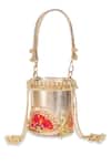 Shop_5elements_Gold Embroidery, Beads, Tassels Gota Love Potli Bag _at_Aza_Fashions