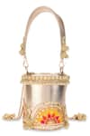 5elements_Gold Embroidery, Beads, Tassels Gota Love Potli Bag _Online_at_Aza_Fashions