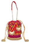 Shop_5elements_Mustard Chains, Tassels Designer Niyati Orange Potli Bag _Online_at_Aza_Fashions