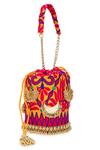 Shop_5elements_Mustard Chains, Tassels Designer Niyati Orange Potli Bag _at_Aza_Fashions
