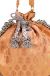 5elements_Peach Tassels Pearl Love Potli Bag _Online_at_Aza_Fashions
