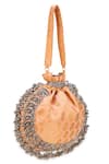 Shop_5elements_Peach Tassels Pearl Love Potli Bag _Online_at_Aza_Fashions