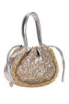 Shop_5elements_Silver Embroidery, Beads Adhika Handbag _Online_at_Aza_Fashions