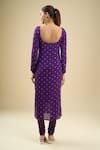 Shop_Naintara Bajaj_Purple Georgette, Cotton Embroidery Scoop Neck Stripe Gown Suit Set _at_Aza_Fashions