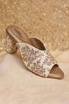 Buy_AROUND ALWAYS_Gold Embroidery Buttercup Heels _Online_at_Aza_Fashions