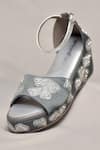 Shop_AROUND ALWAYS_Gray Embroidery Grey Esme Wedges _at_Aza_Fashions