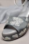 Buy_AROUND ALWAYS_Gray Embroidery Grey Esme Wedges _Online_at_Aza_Fashions