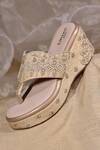 Shop_AROUND ALWAYS_Gold Embroidery, Beads Designer Geet Wedge _at_Aza_Fashions