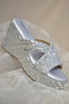 Buy_AROUND ALWAYS_Silver Embroidery, Sequins Melody Wedges _at_Aza_Fashions