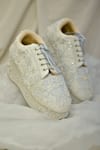 AROUND ALWAYS_Silver Embroidered Peonies Sneakers _Online_at_Aza_Fashions