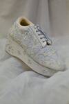 Shop_AROUND ALWAYS_Silver Embroidered Peonies Sneakers _at_Aza_Fashions