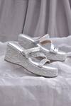 Shop_AROUND ALWAYS_Silver Sequins, Embroidery Peonies Designer Wedges _at_Aza_Fashions