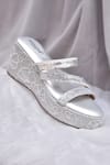Buy_AROUND ALWAYS_Silver Sequins, Embroidery Peonies Designer Wedges _at_Aza_Fashions