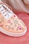 Buy_AROUND ALWAYS_Peach Embroidered Shireen Sneakers _Online_at_Aza_Fashions