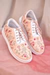 Buy_AROUND ALWAYS_Peach Embroidered Shireen Sneakers _at_Aza_Fashions