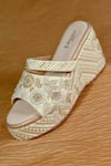 Buy_AROUND ALWAYS_Ivory Embroidery, Beads Urja Wedges _at_Aza_Fashions